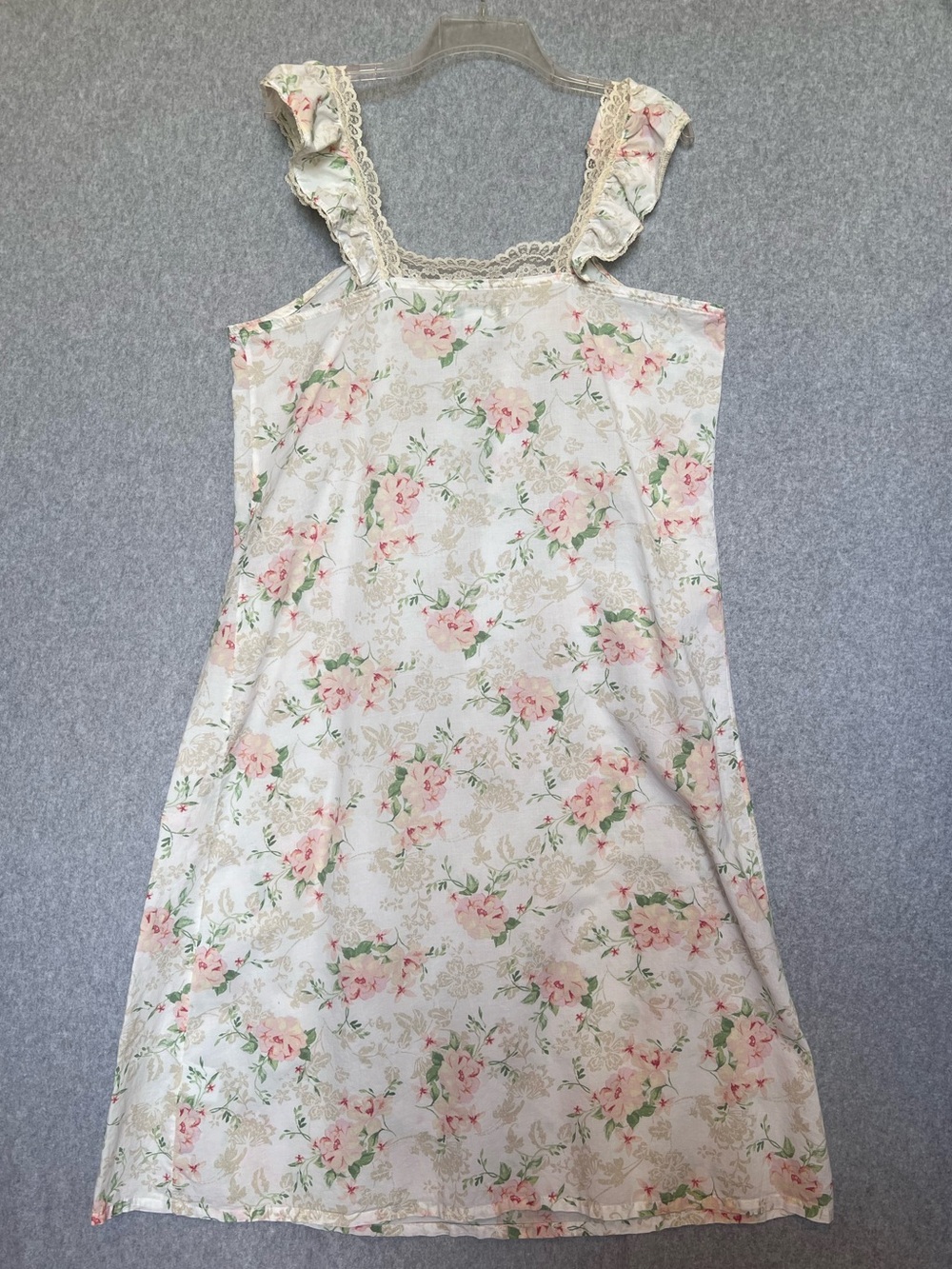 Vintage Laura Ashley Floral Nightgown Large 100% Cotton Lace Trim Cottagecore - Picture 5 of 11